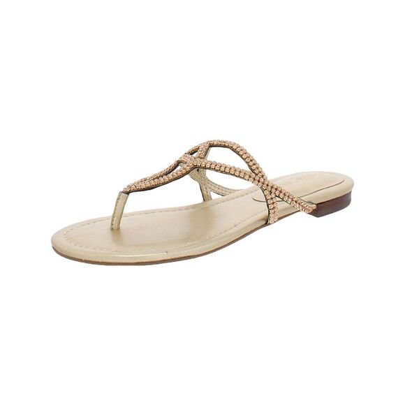 IVANKA TRUMP Womens Gold Bonna Round Toe Slip On Leather Thong Sandals 5 M - Picture 3 of 3